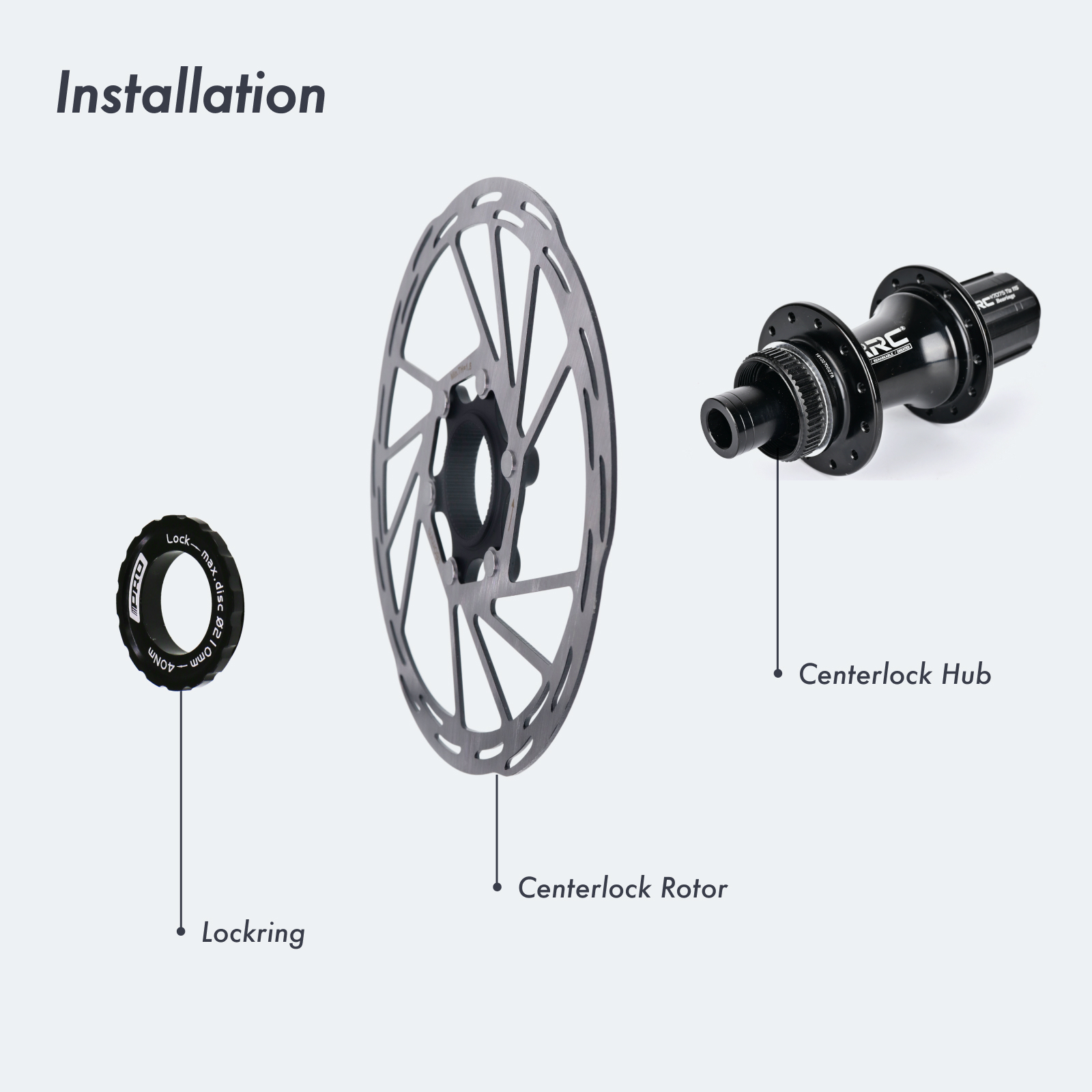 IIIPRO Bike Center Lock Disc Brake Rotor 140 160 180mm 203mm MTB Road Mountain Cooling Brake Disc And Lock Ring centerlock