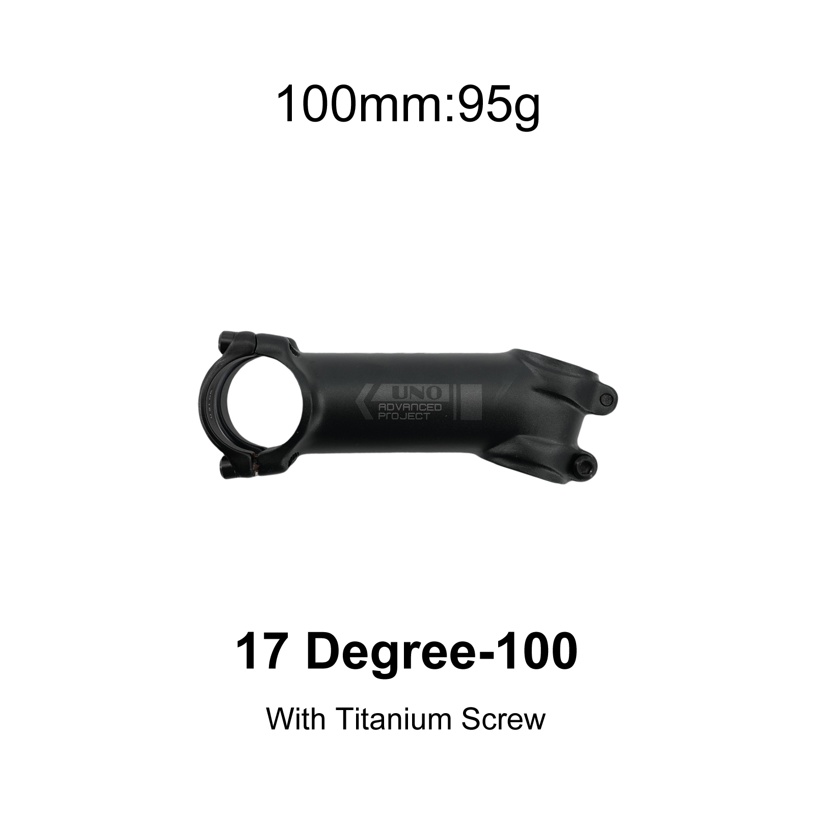 UNO Bike stem ultralight Ti Titanium bolts grey black -7 17 degree MTB Alu 60 70 80 90 mm 100 110 120 130mm bicycle stem