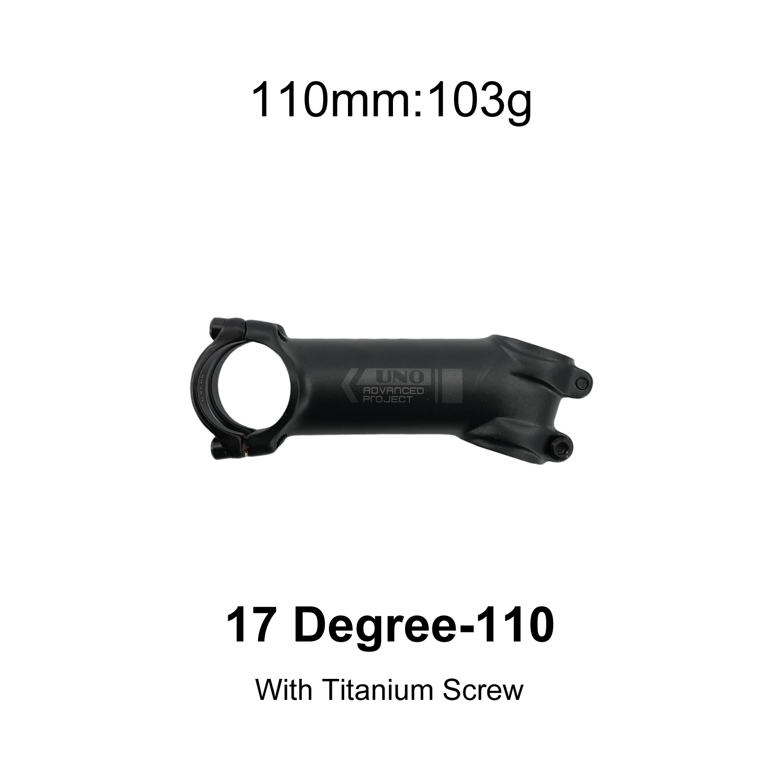 UNO Bike stem ultralight Ti Titanium bolts grey black -7 17 degree MTB Alu 60 70 80 90 mm 100 110 120 130mm bicycle stem