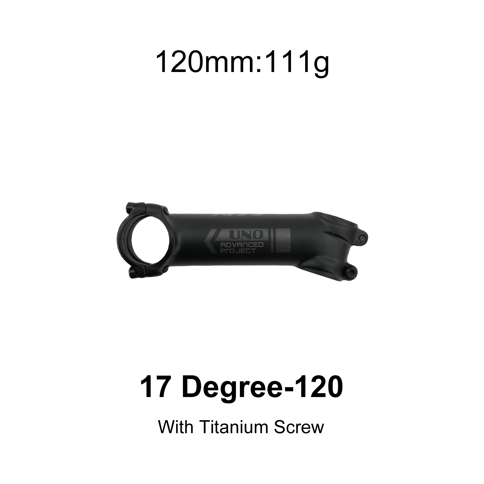 UNO Bike stem ultralight Ti Titanium bolts grey black -7 17 degree MTB Alu 60 70 80 90 mm 100 110 120 130mm bicycle stem