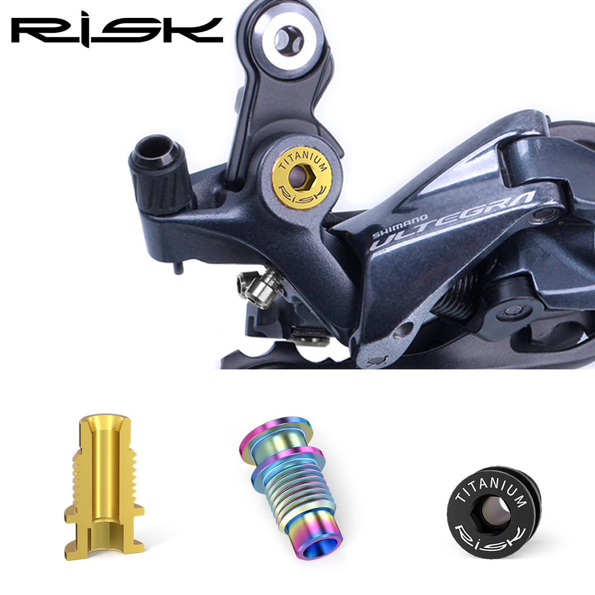 RISK Titanium Alloy Road R8000 Rear Derailleur Hanger Screw Kit Bicycle Derailleur Shaft Fixing (UT Compatible)
