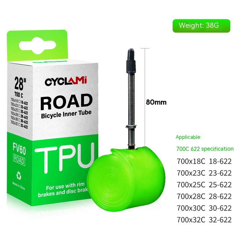 CYCLAMI Ultralight Bike Inner Tube 26 27.5 29 Inches MTB Bicycle TPU Material Tire 45mm French Valve Super Light Anti-Oxidation 700c road bike gravel