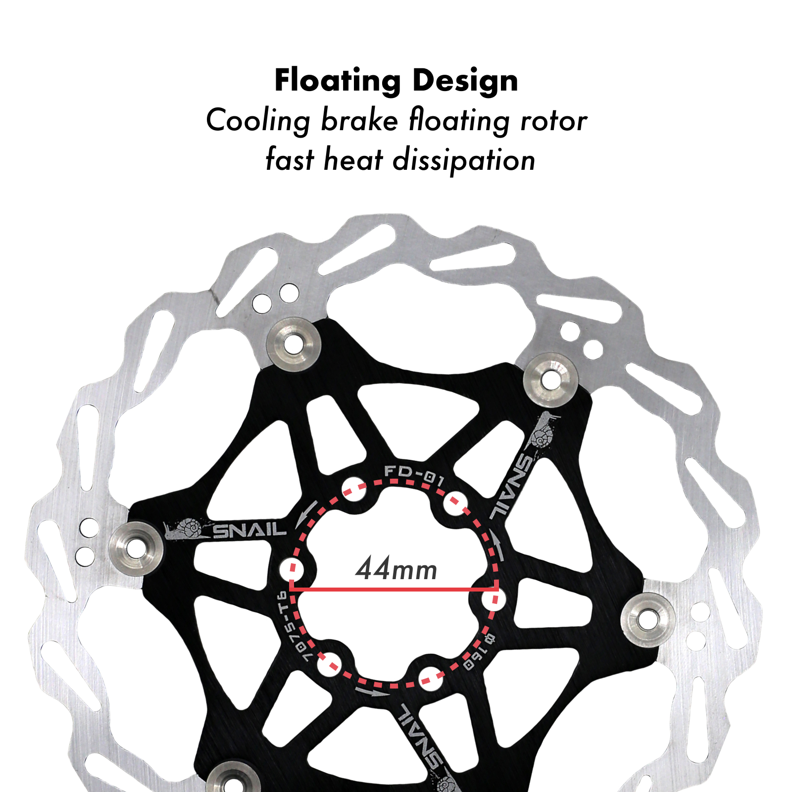 Snail Floating Brake Disk Rotor with 6 Bolts MTB Mountain Bike Hydraulic 160 180 203 mm Brake Pad Downhill DH CX