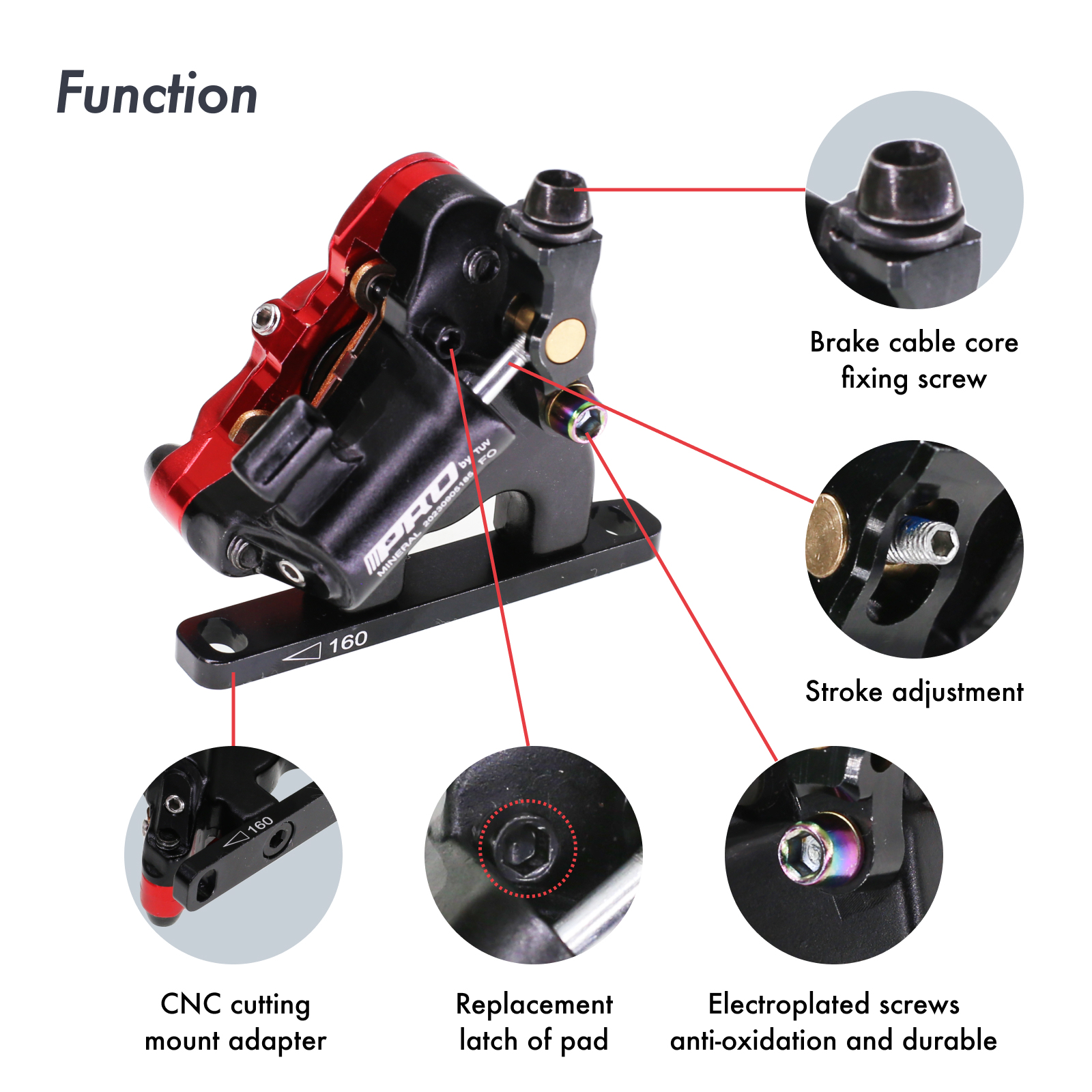 IIIPRO Road Bike Brake Caliper XTR Large Cylinder Oil Hydraulic Disc Brake Cable Pulling Brake Alu Uni Body 2 Pistons