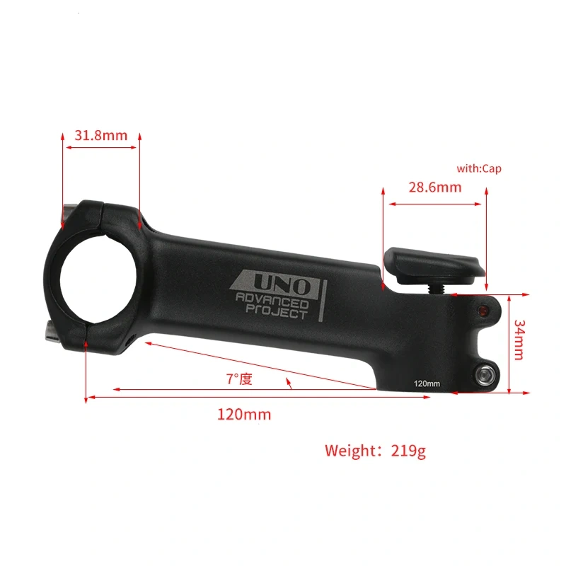 UNO Bike Stem 7 Degree Square Stem with Cover 3D Forged Fork 28.6x31.8mm 70/80/90/100/110/120mm Mountain MTB Bicycle Kalloy