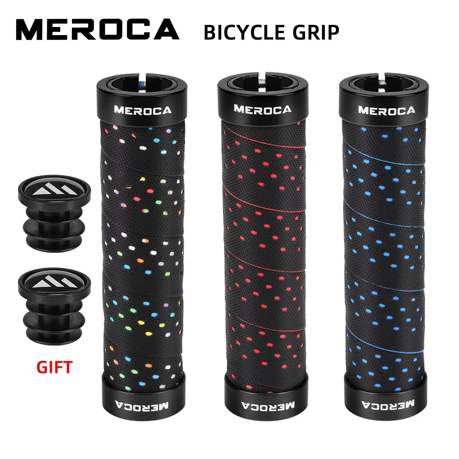 MEROCA 22.2mm Lockable MTB Grip Multiple Colors Available Locking Anti-Slip MTB Bicycle Grip with Dust Plug Bicycle Accessories