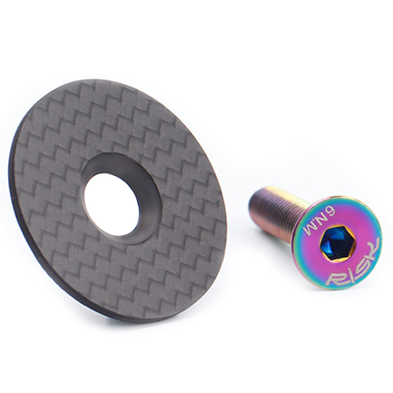 RISK Carbon Fiber Headset Cap for Mountain and Road Bikes Stem Cap for OD2 Forks Titanium Alloy Screws