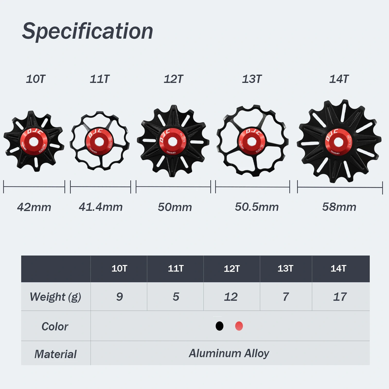DJC Ceramic Bearing Pulley Wheel 10T 11T 12T 13T 14T Narrow Wide / Standard Tooth for Shimano 7 8 9 10 11 12 Speed MTB Road Bike