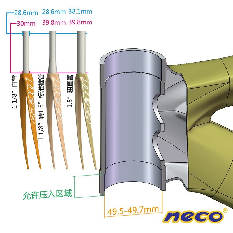 NECO Bearing Headset 49 50 49.5 49.7 MM 1.5 for Tapered Straight Fork Downhill Mtb TR AM FR DJ DH Headsets Road Bike  Bicycle