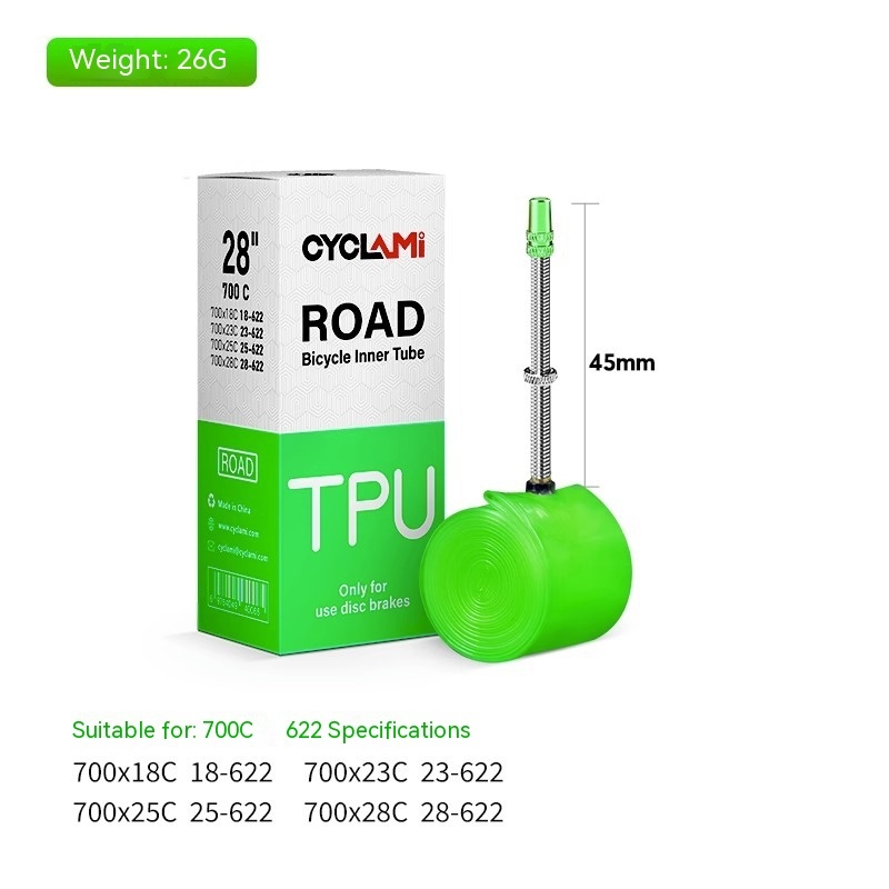 CYCLAMI Ultralight Bike Inner Tube 26 27.5 29 Inches MTB Bicycle TPU Material Tire 45mm French Valve Super Light Anti-Oxidation 700c road bike gravel