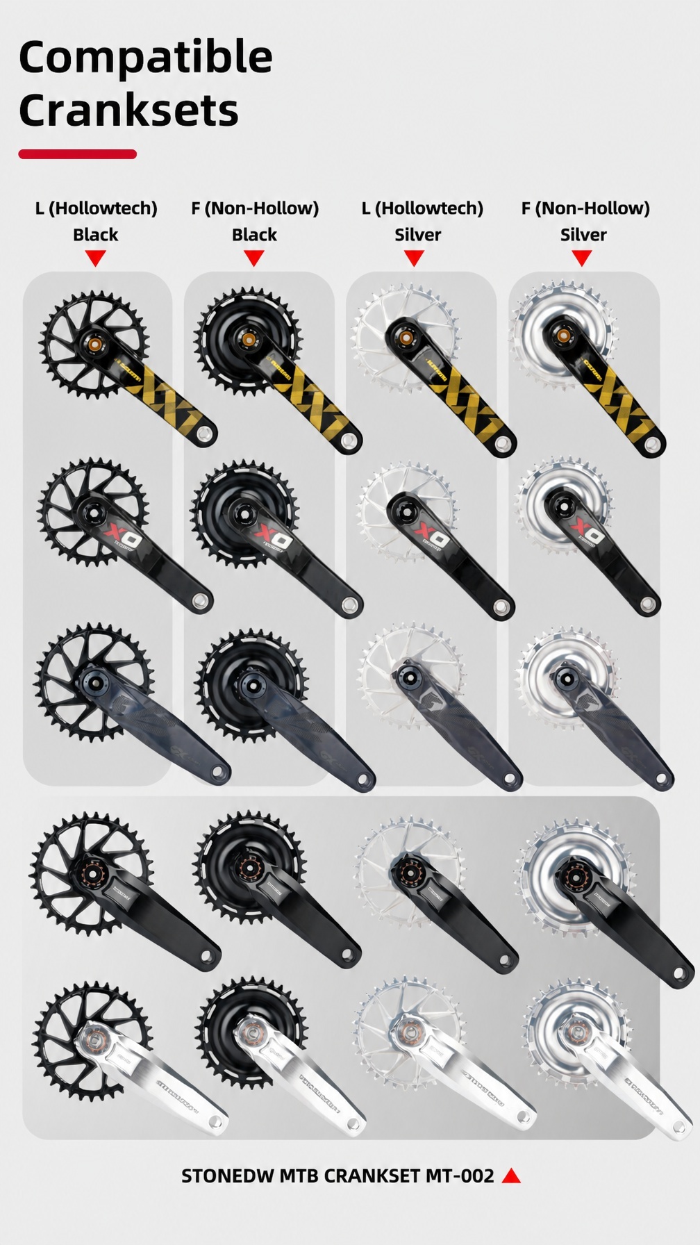 STONE Narrow-Wide Direct-Mount Chainring for SRAM GXP 3-Bolt, 6mm Offset, 26–40T