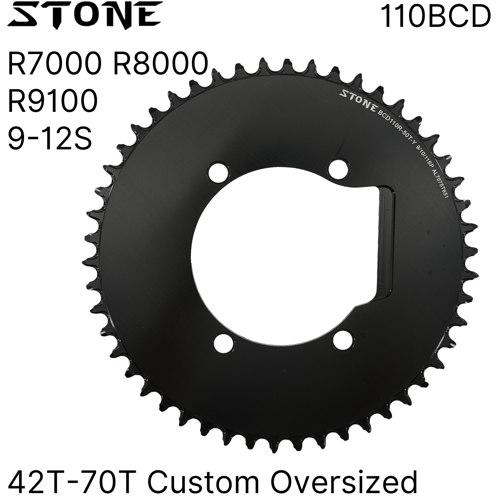 Stone Round Chainring 110BCD for Shimano 105 R7000 UT R8000 DA R9100 42 46T 48 50T 56 58T 60 62 64 66 68 70T Road Bike 9-12 Speed 12s