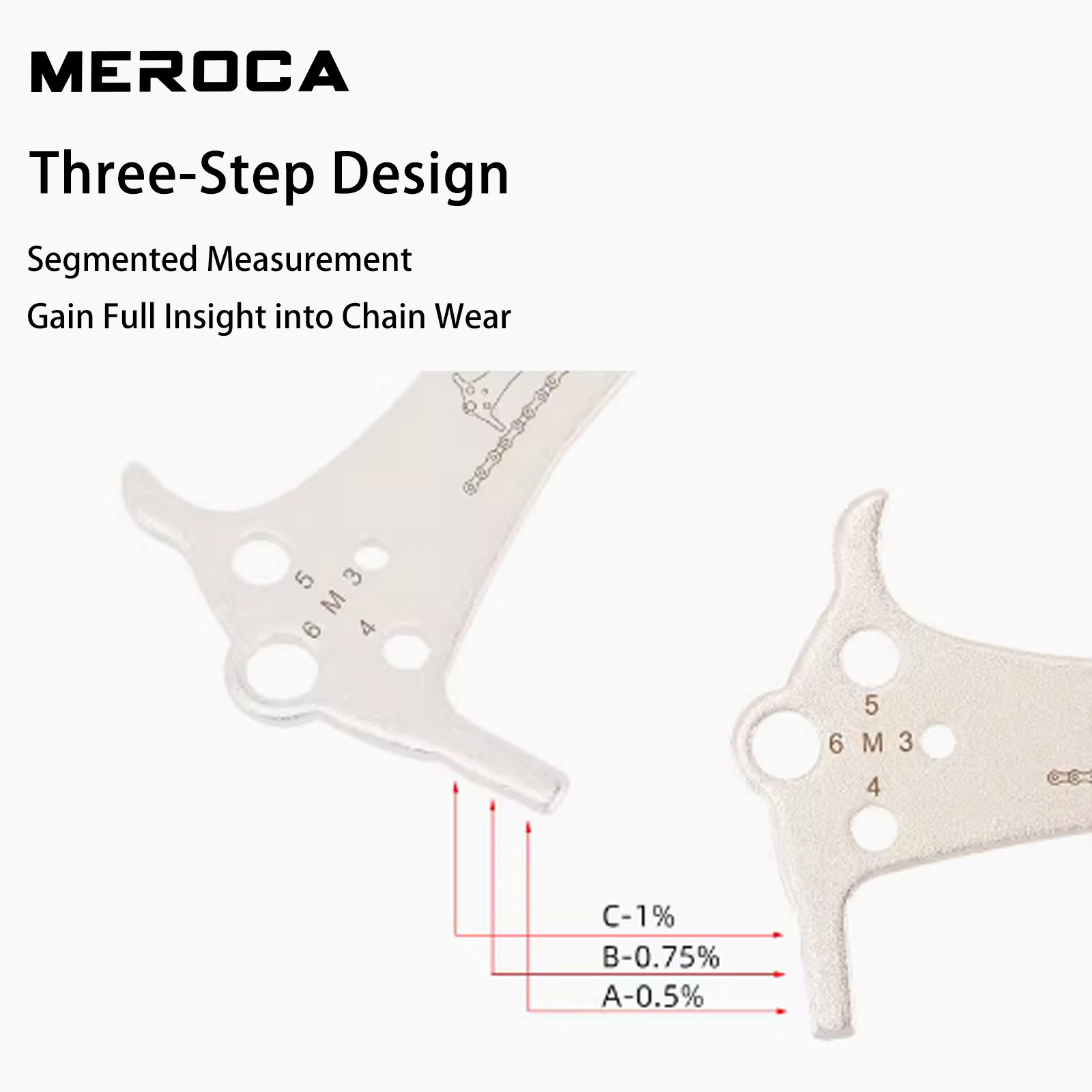 MEROCA 3-in-1 Chain Measuring Tool for Mountain and Road Bikes  Wear Measurement Gauge and Caliper