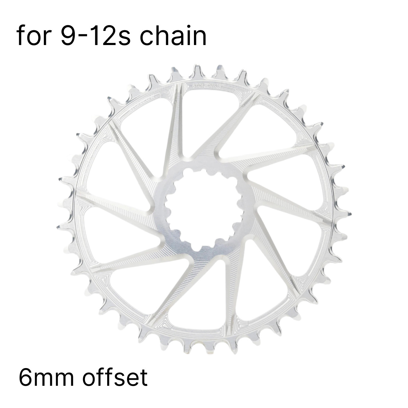 STONE Narrow-Wide Direct-Mount Chainring for SRAM GXP 3-Bolt, 6mm Offset, 26–40T