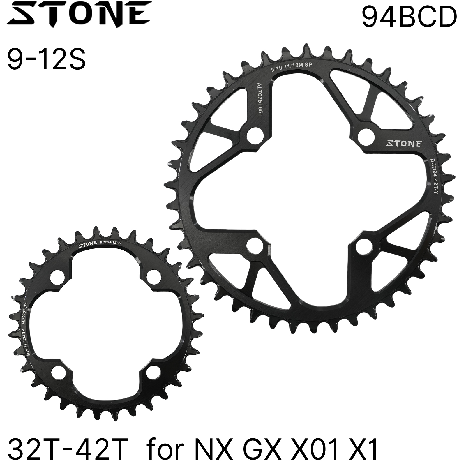 Stone 94BCD Round Chainring 32T 34T 36T 38T 40T 42T Cycling MTB Bike Chainwheel Tooth Plate for Sram NX GX X1 K-Force Light 94 bcd