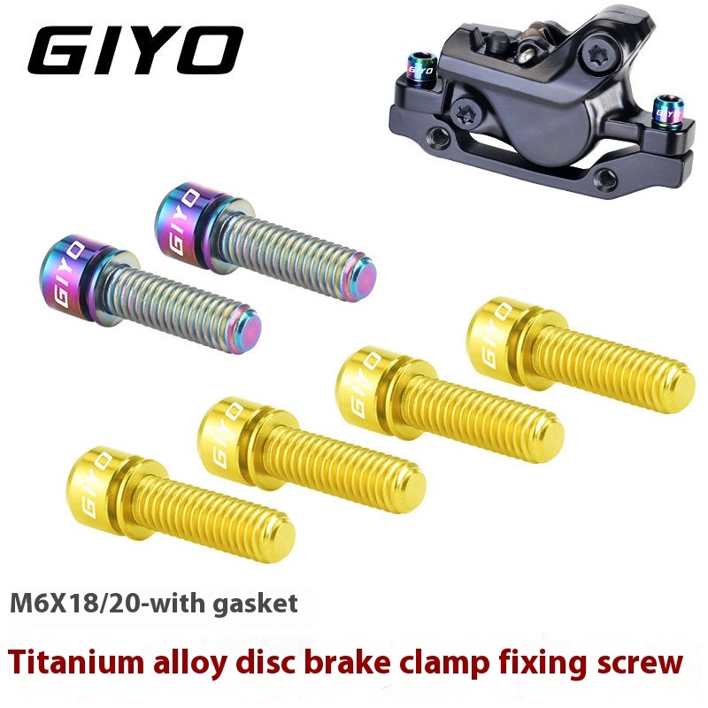 GIYO Disc Brake Fixing Bolts with Titanium Alloy Screws for Mountain and Road Bikes Crank Bolts with Washers M6x18/20