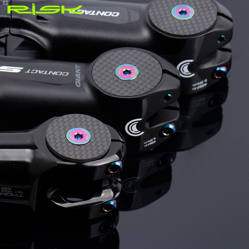 RISK Carbon Fiber Headset Cap for Mountain and Road Bikes Stem Cap for OD2 Forks Titanium Alloy Screws