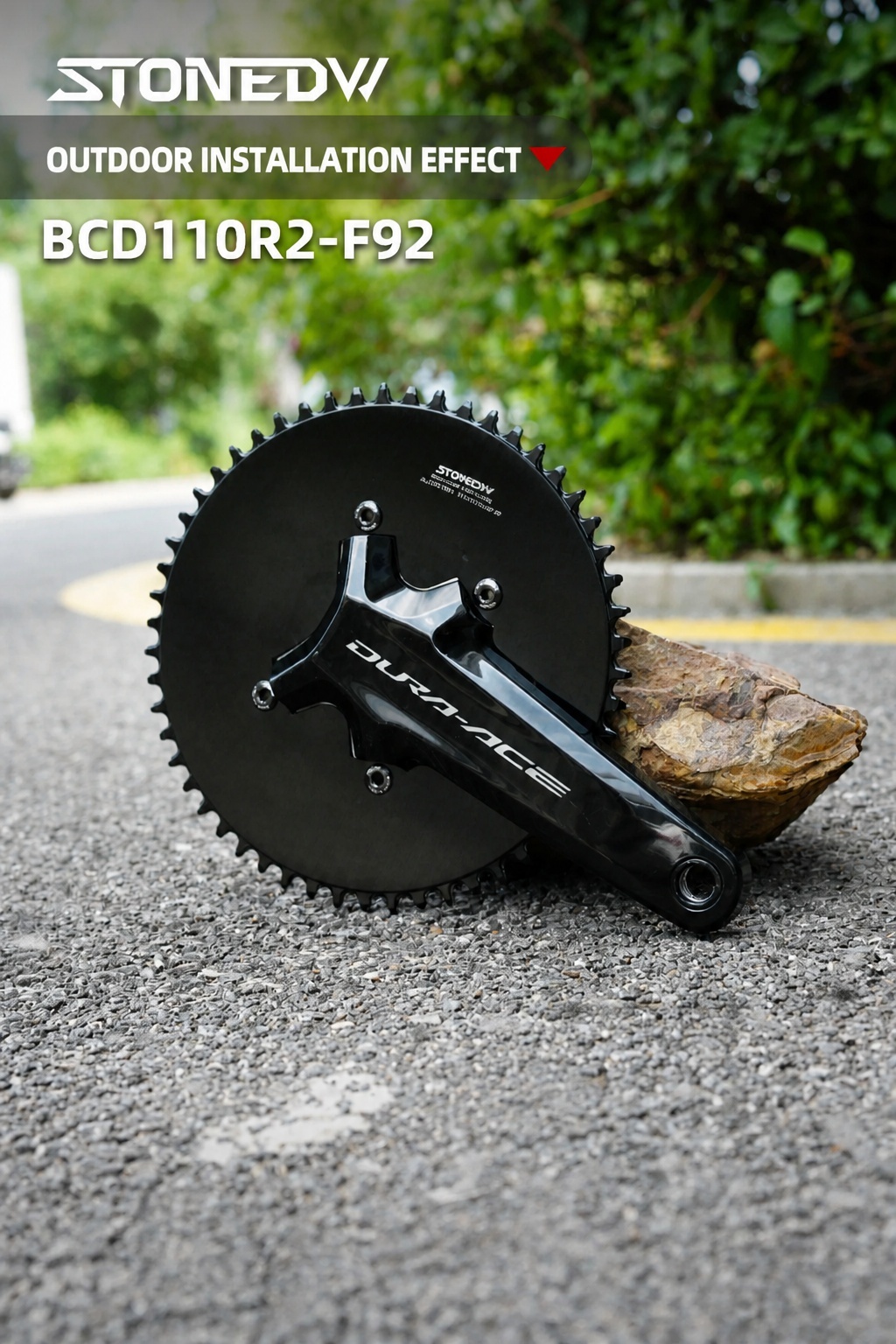 STONE 110BCD Aero Full-Cover Chainring for Shimano R7100 / R8100 / R9200 44 60T