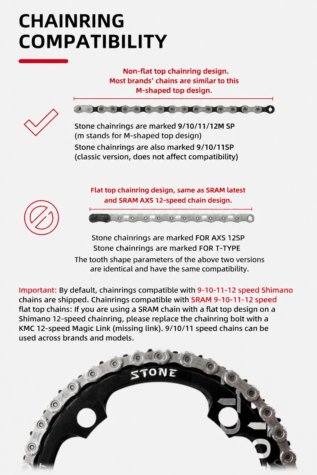 STONE 110BCD Aero Full-Cover Chainring for Shimano R7100 / R8100 / R9200 44 60T
