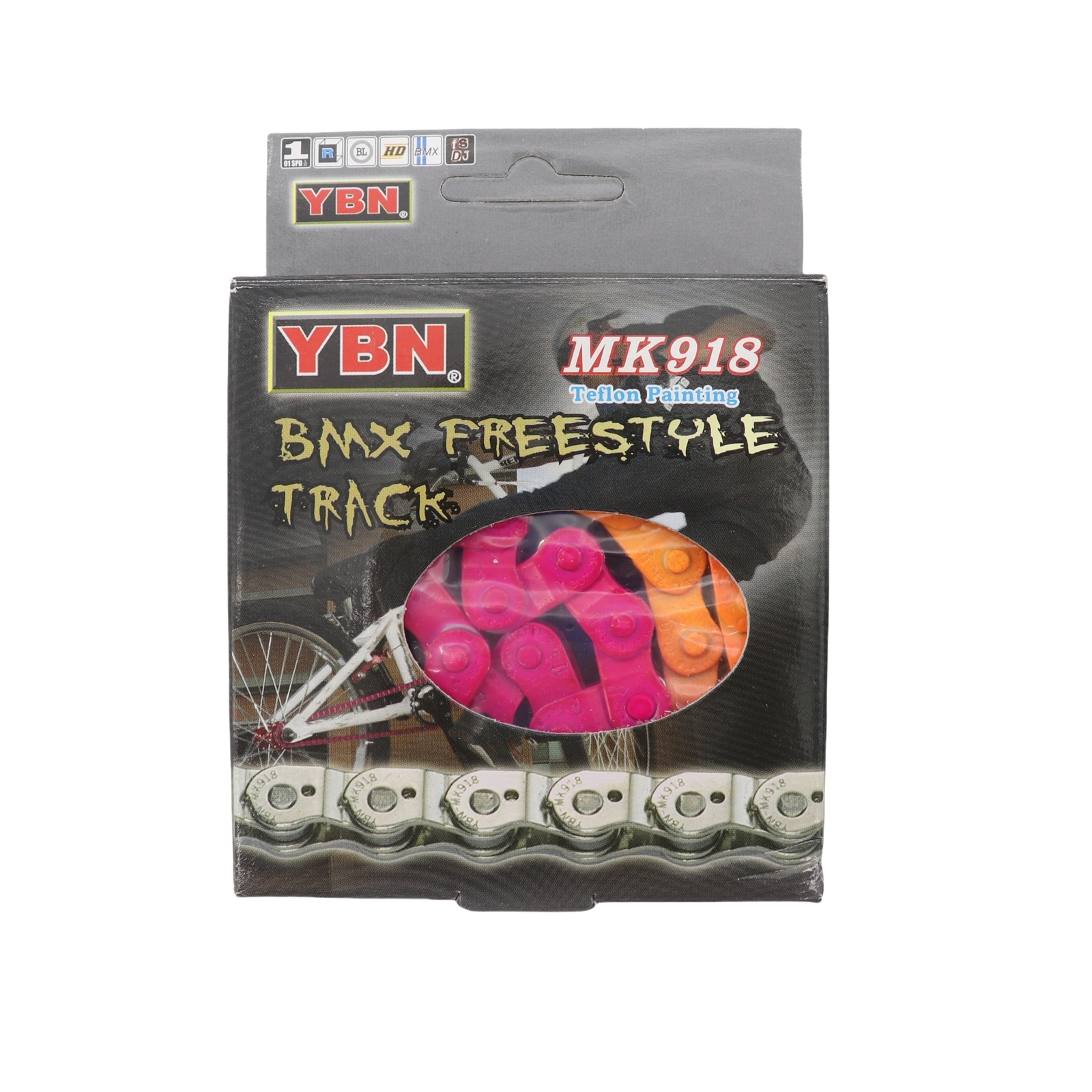 YBN BMX Single Speed Half-Link Chain Heavy Duty for Freestyle Fixie Track Bike Dirt Jump, Street 1/2"x1/8" 102 Links Chains