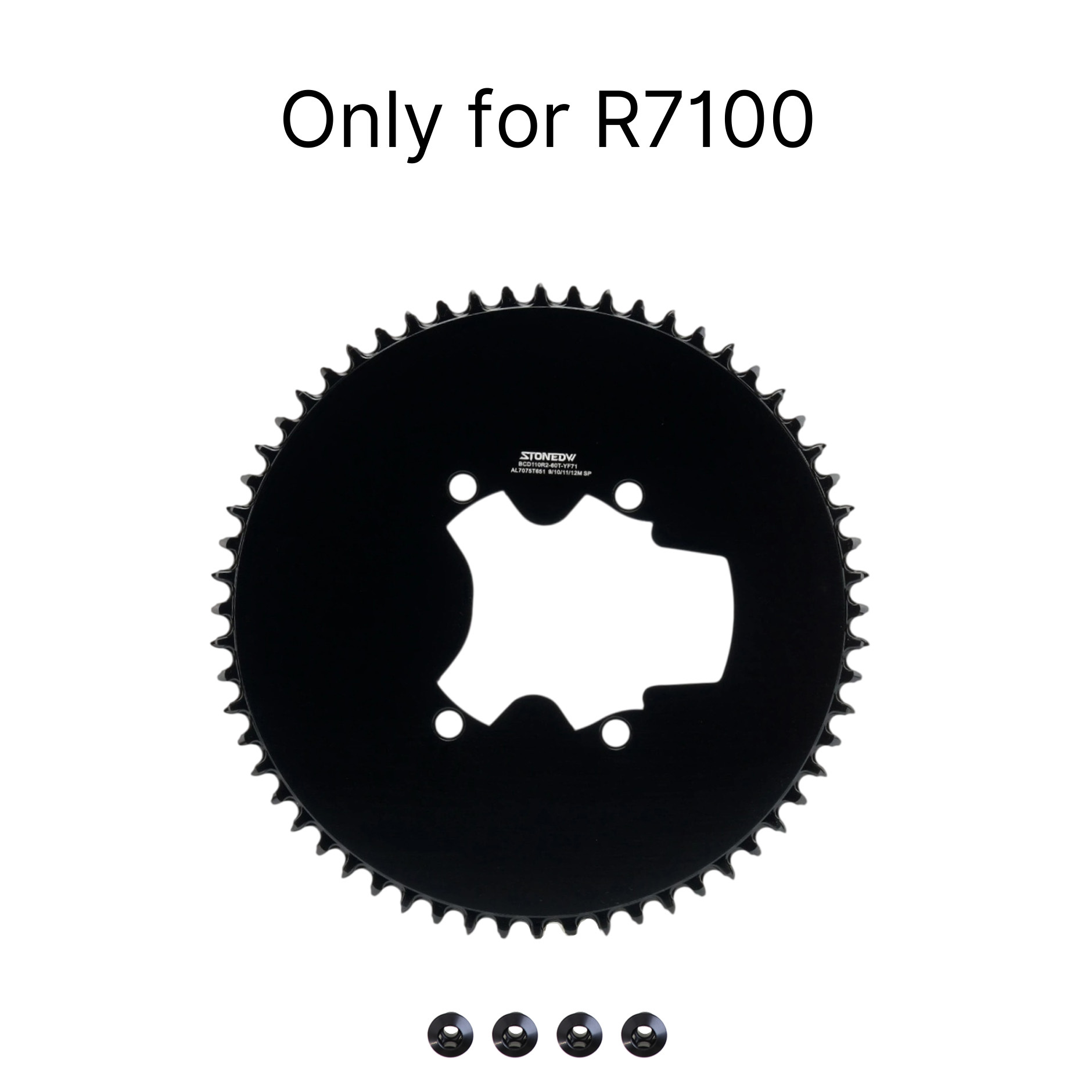 STONE 110BCD Aero Full-Cover Chainring for Shimano R7100 / R8100 / R9200 44 60T