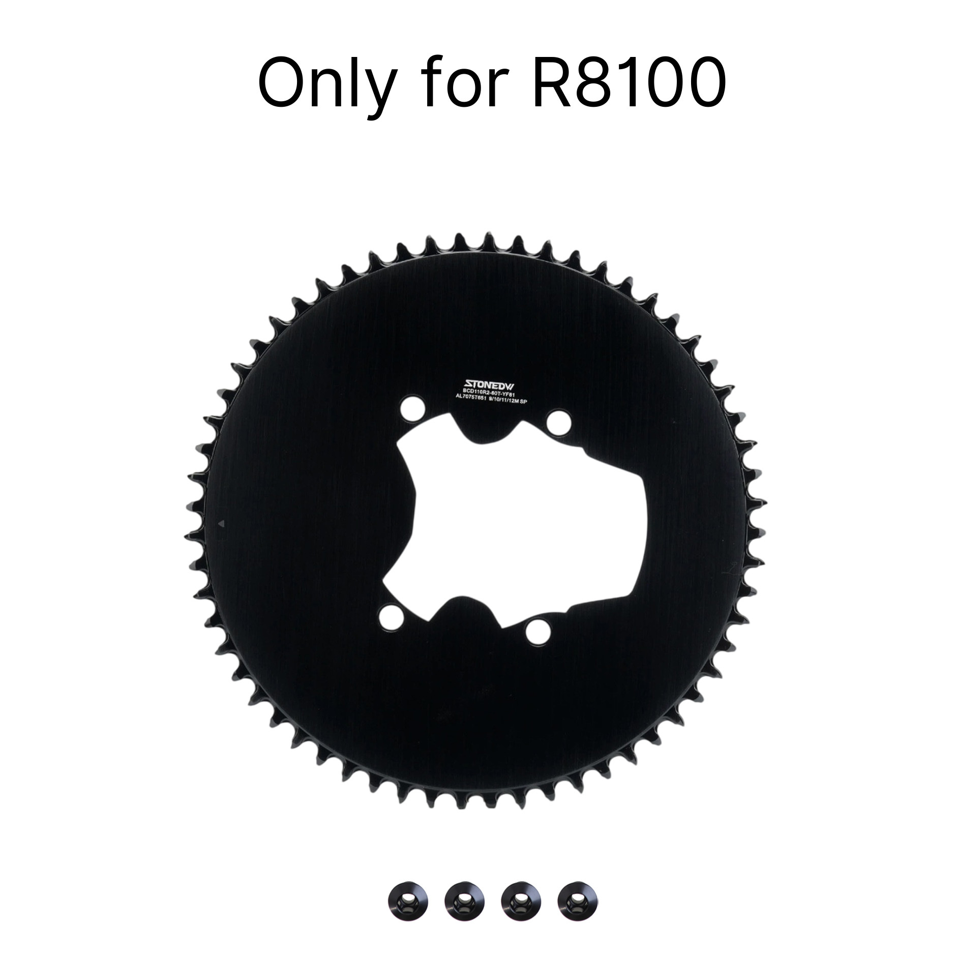 STONE 110BCD Aero Full-Cover Chainring for Shimano R7100 / R8100 / R9200 44 60T