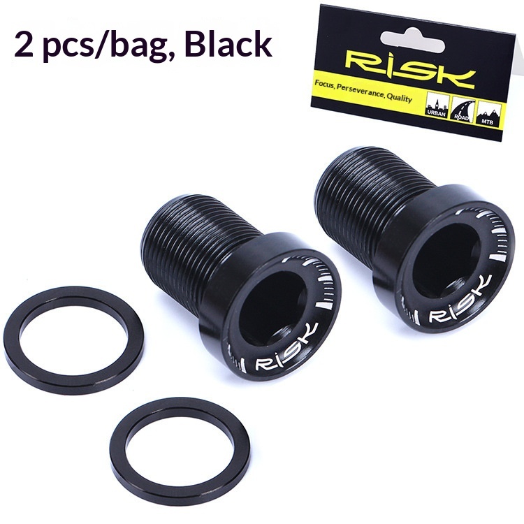 RISK RA125 Aluminum M15x19 Spline Bottom Bracket Crank Bolts with Washers, 2PCS Bike BB Locking Screws