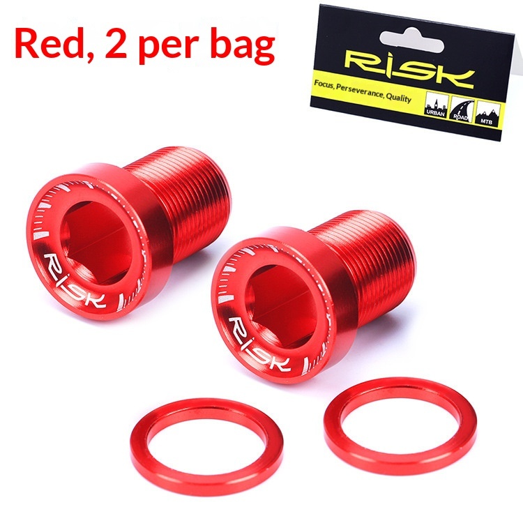 RISK RA125 Aluminum M15x19 Spline Bottom Bracket Crank Bolts with Washers, 2PCS Bike BB Locking Screws