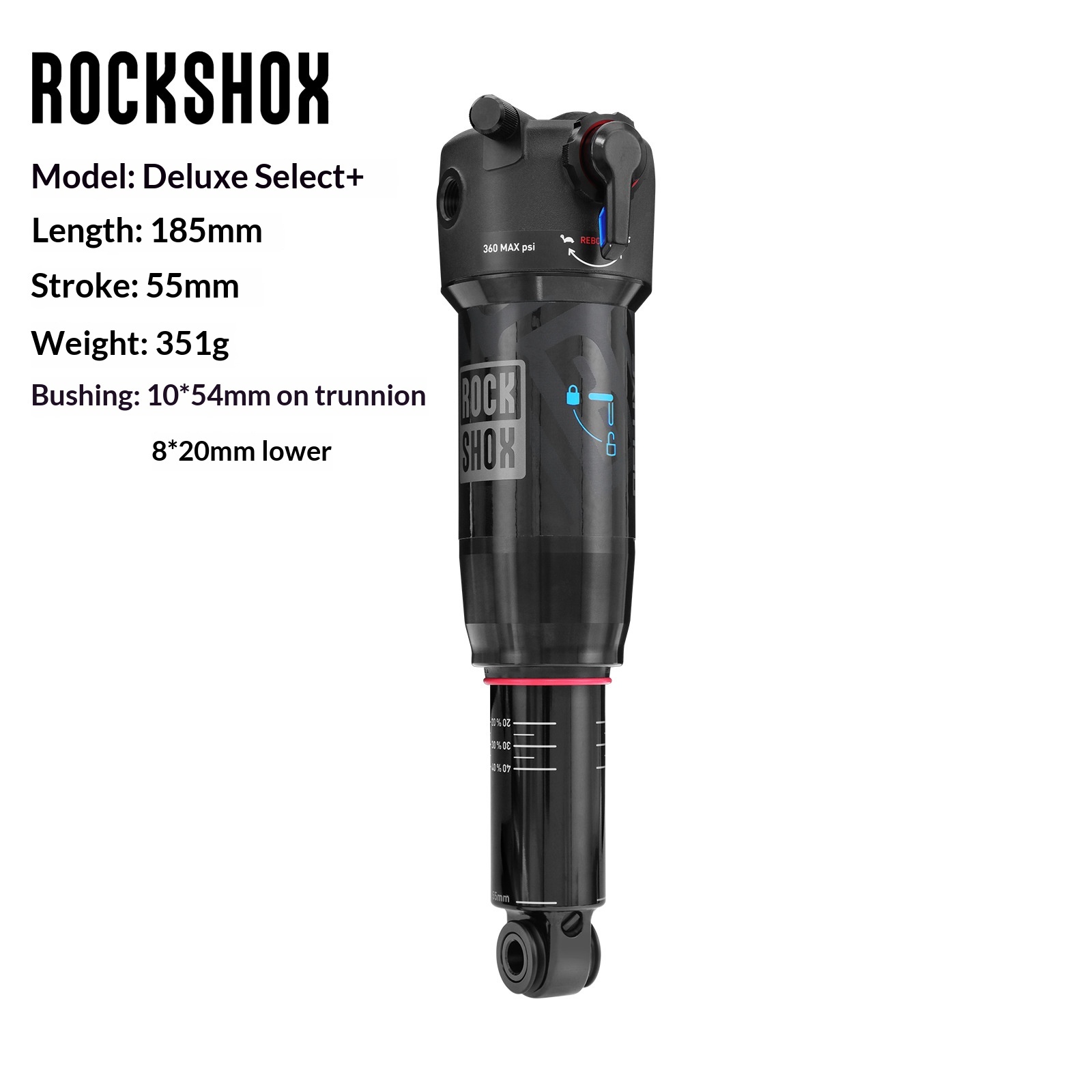 ROCKSHOX Air Rear Shock Absorber ROCKSHOX-AIR-SHOCK-5 Deluxe Select Select+ SiDLuxe 185/210/230mm for MTB Soft Tail Bike