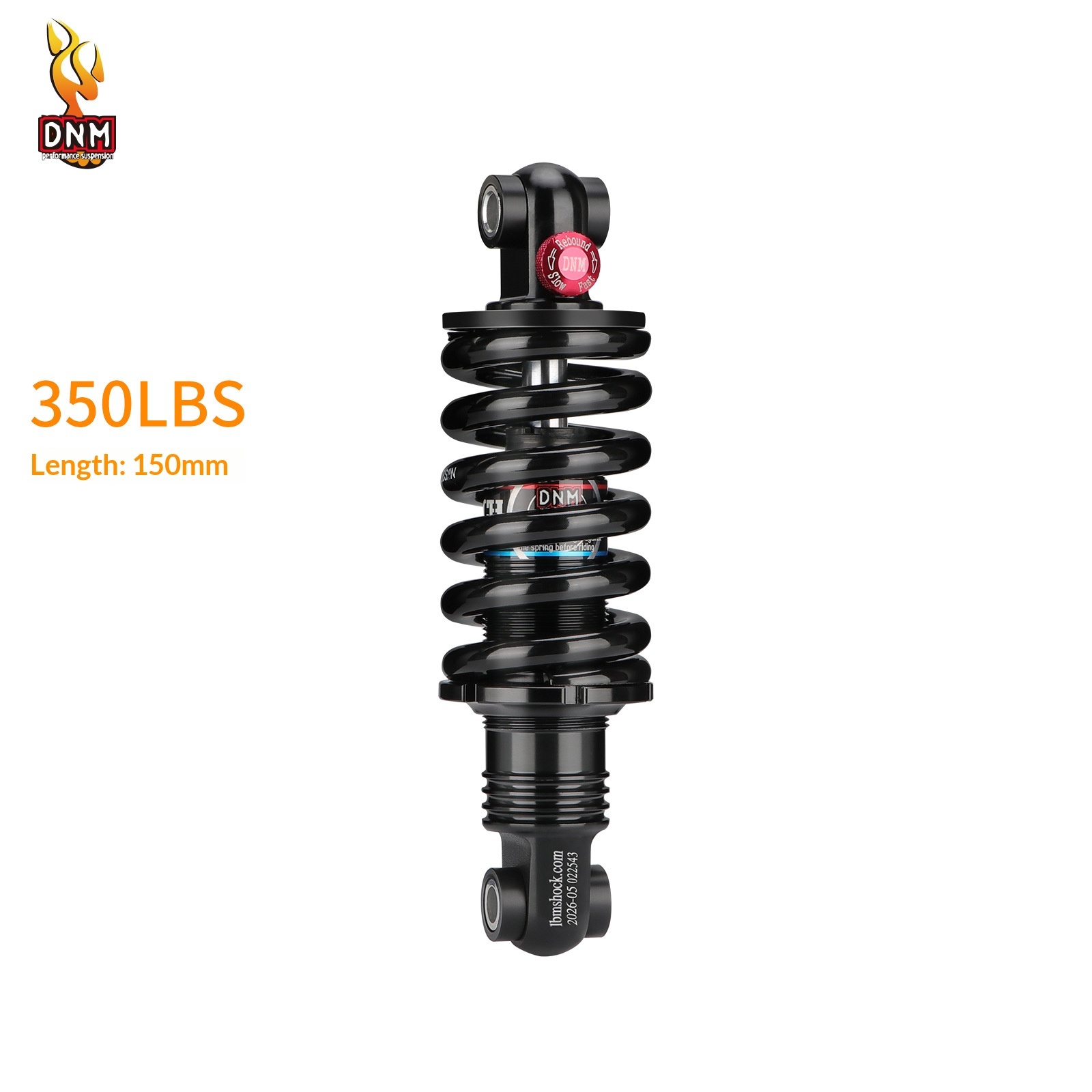 DNM DV23AR Hydraulic Coil Rear Shock Absorber, Rebound Adjustable Bike Suspension for MTB E-Bike Scooter 125-200mm
