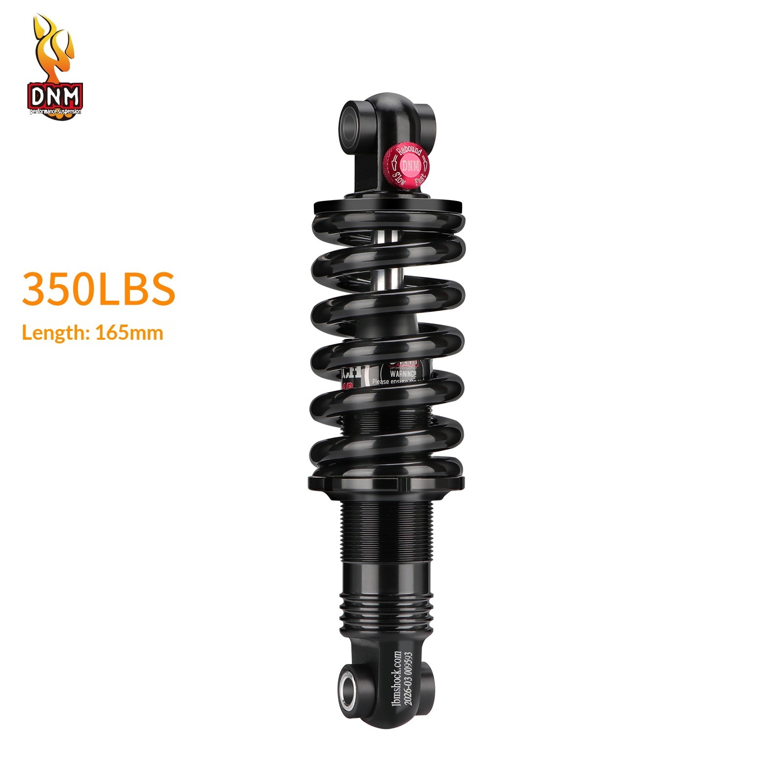 DNM DV23AR Hydraulic Coil Rear Shock Absorber, Rebound Adjustable Bike Suspension for MTB E-Bike Scooter 125-200mm