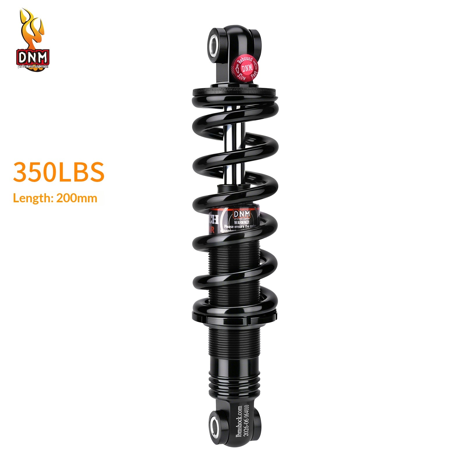 DNM DV23AR Hydraulic Coil Rear Shock Absorber, Rebound Adjustable Bike Suspension for MTB E-Bike Scooter 125-200mm