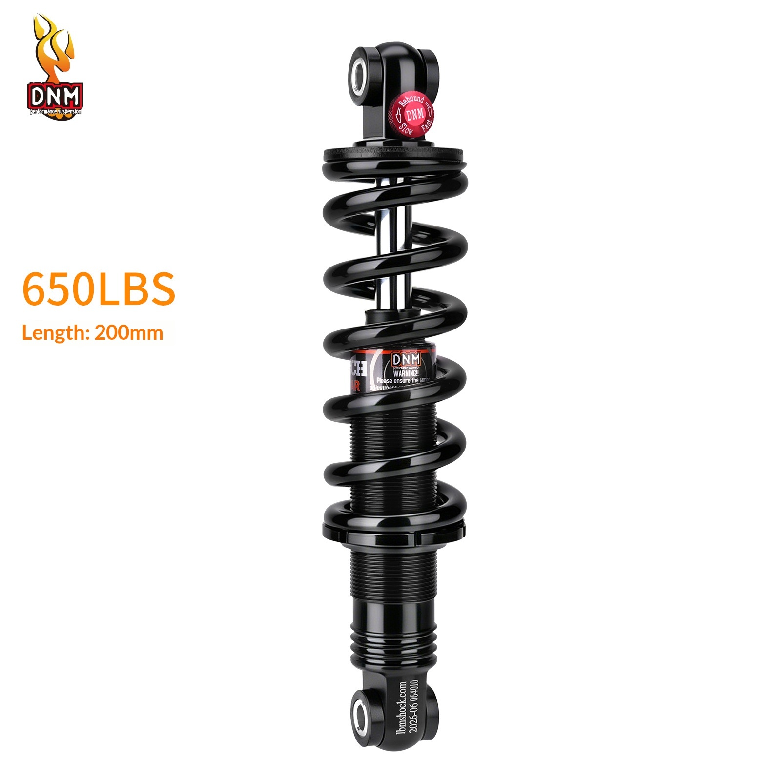 DNM DV23AR Hydraulic Coil Rear Shock Absorber, Rebound Adjustable Bike Suspension for MTB E-Bike Scooter 125-200mm