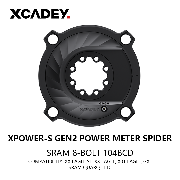 XCADEY XPOWER-S GEN2 104BCD Power Meter Spider for SRAM GXP 3-bolt/AXS T-Type 8-bolt, 5 Crank Interfaces