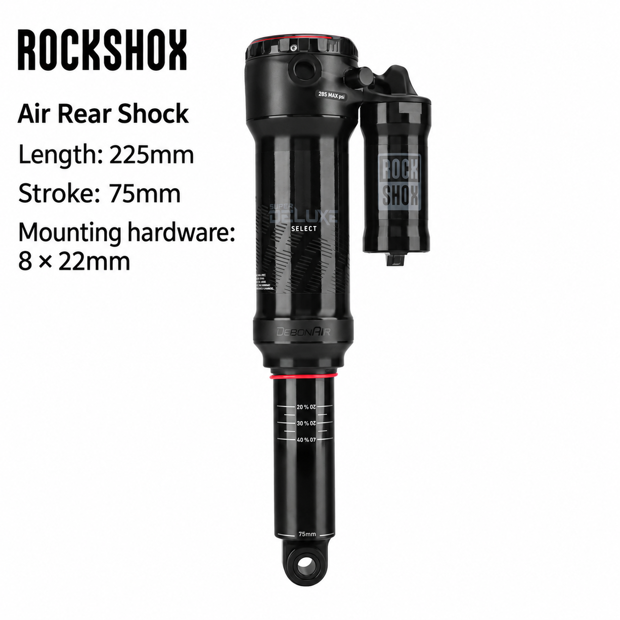 RockShox Super Deluxe Select Air Rear Shock, 225 x 75mm, Trunnion Mount