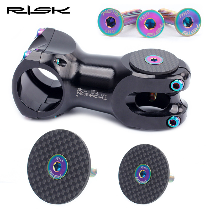 RISK Carbon Fiber Headset Cap for Mountain and Road Bikes Stem Cap for OD2 Forks Titanium Alloy Screws