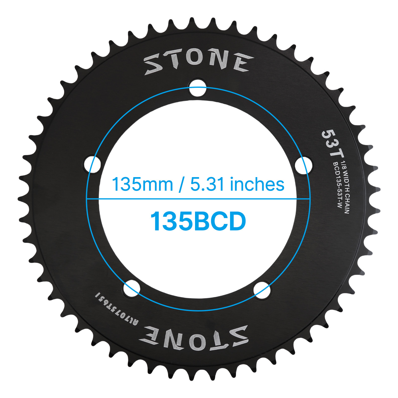 Stone 135BCD Chainring for Campagnolo CP Fixed Gear Track Bike Fixie Single Speed 43T-60T for 1/2" x 1/8" Chain