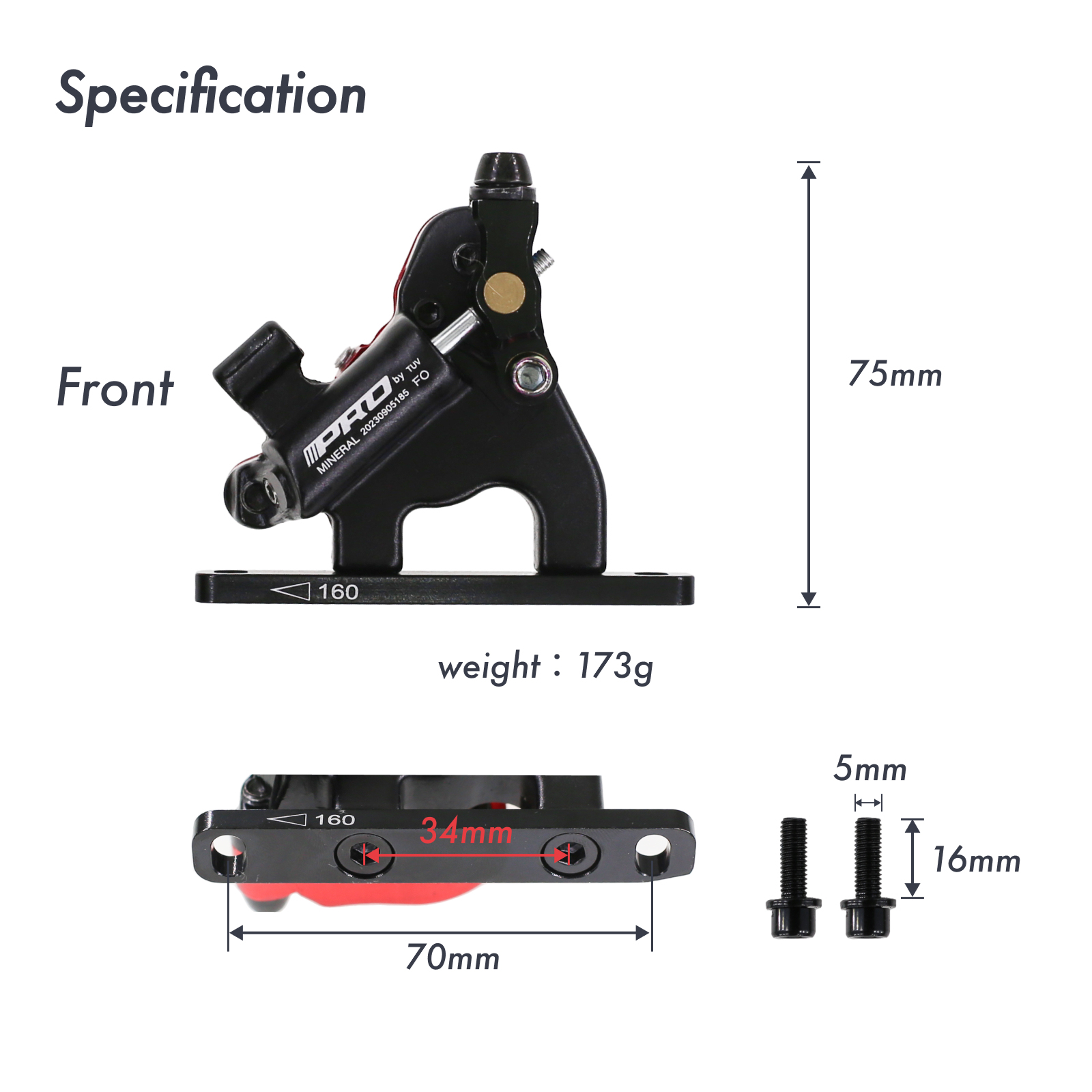 IIIPRO Road Bike Brake Caliper XTR Large Cylinder Oil Hydraulic Disc Brake Cable Pulling Brake Alu Uni Body 2 Pistons