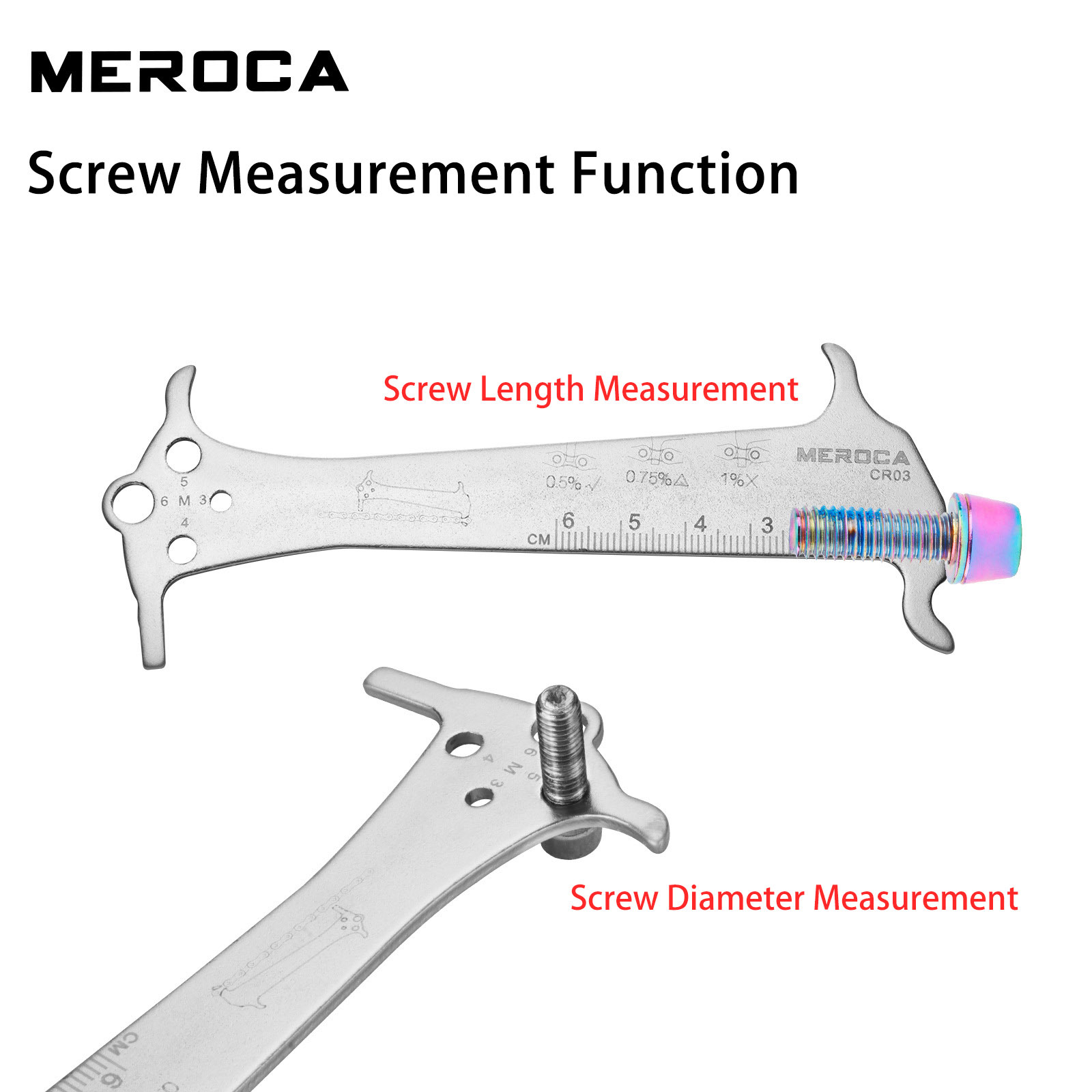MEROCA 3-in-1 Chain Measuring Tool for Mountain and Road Bikes  Wear Measurement Gauge and Caliper