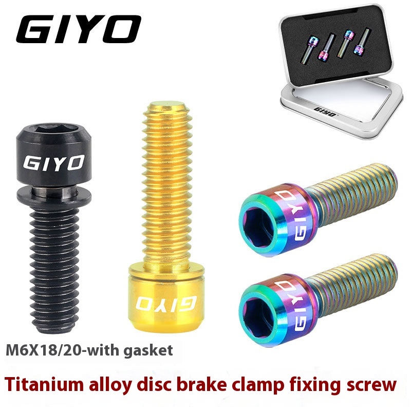 GIYO Disc Brake Fixing Bolts with Titanium Alloy Screws for Mountain and Road Bikes Crank Bolts with Washers M6x18/20