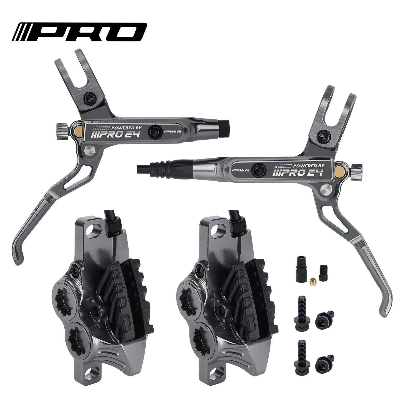 IIIPRO E4 Four-Piston Bicycle Hydraulic Disc Brake Mountain Bike Hydraulic Disc CNC High-End Disc Brake System (Rear Separate Caliper)
