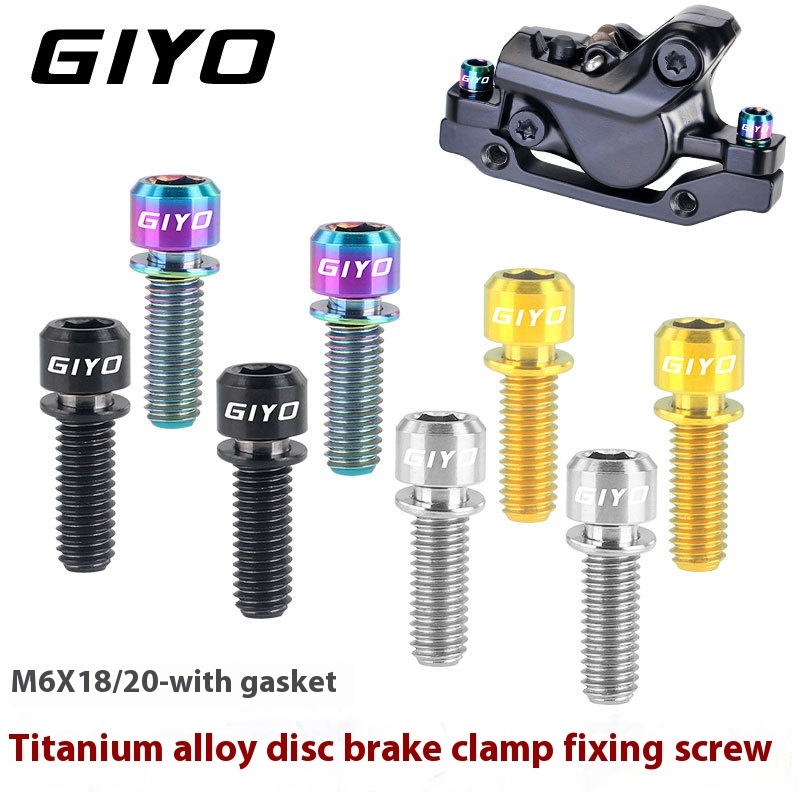 GIYO Disc Brake Fixing Bolts with Titanium Alloy Screws for Mountain and Road Bikes Crank Bolts with Washers M6x18/20