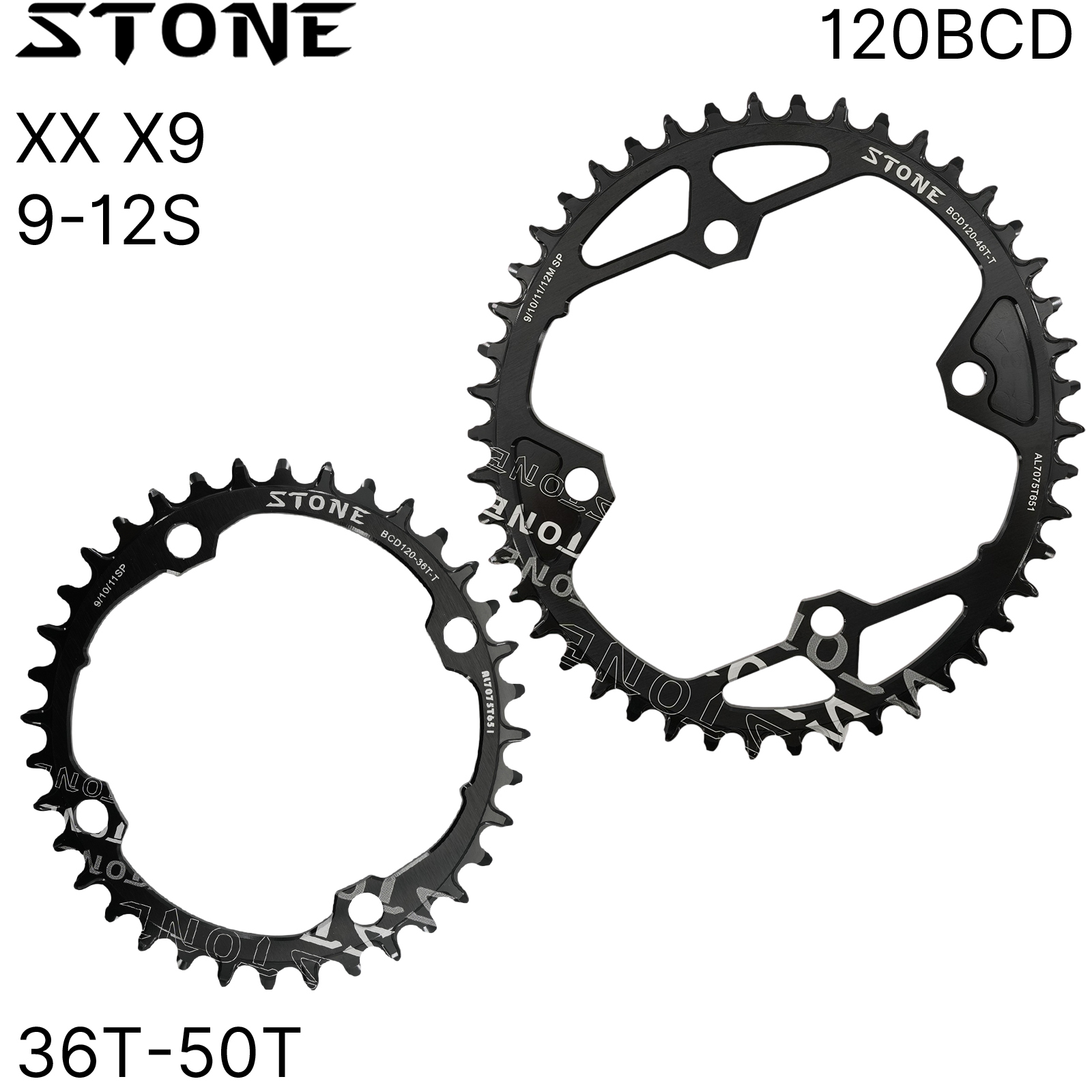 Stone Bike Oval Chainring 120BCD 36t 38T 40T 42T 44 46T 48 50T Road MTB Bike Chainwheel Tooth Plate for Sram XX X9 120 bcd