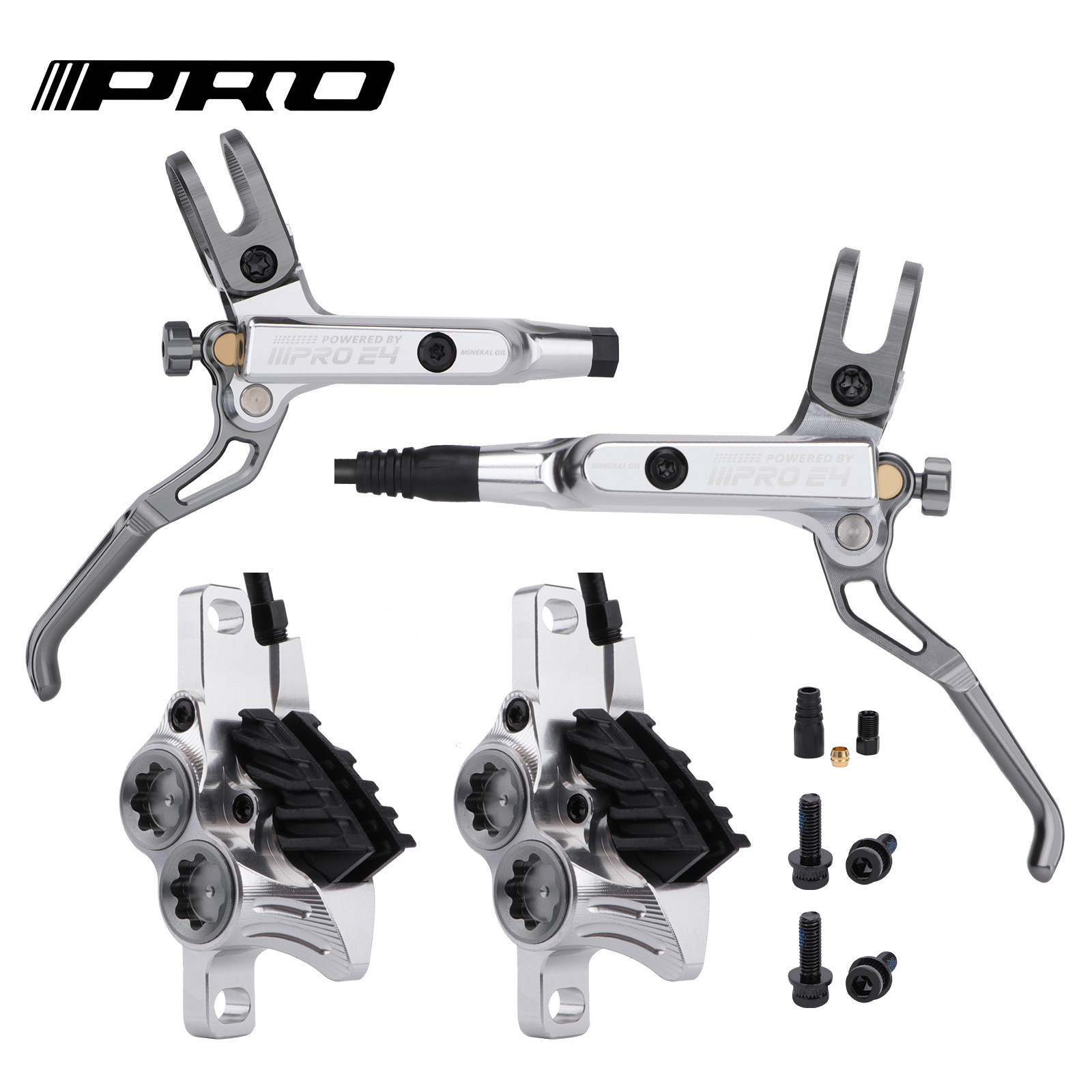 IIIPRO E4 Four-Piston Bicycle Hydraulic Disc Brake Mountain Bike Hydraulic Disc CNC High-End Disc Brake System (Rear Separate Caliper)