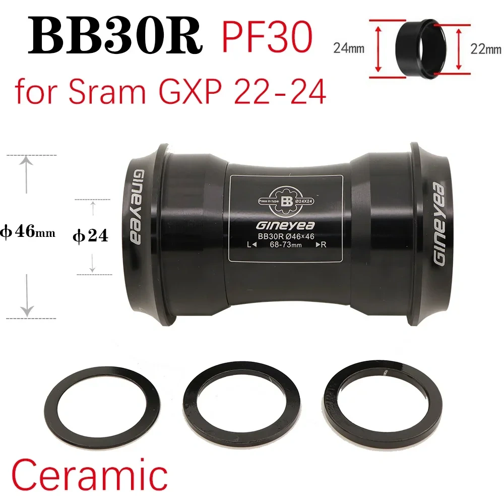 Gineyea Ceramic bearing Bottom bracket bike BB30 PF30 BB86 B79 BB386 for shimano for sram gxp press fit in 24mm 22 19 mm 42 46