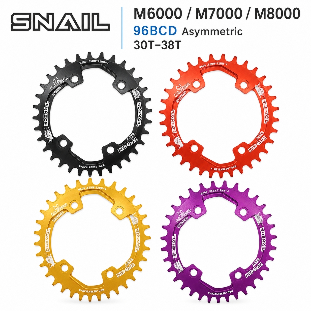 Snail Asymmetric 96BCD Oval Chainring for M6000 M7000 M8000 M9000 32T 34T 36T 38T Cycling MTB Bike ChainWheel Tooth Plate 96 BCD