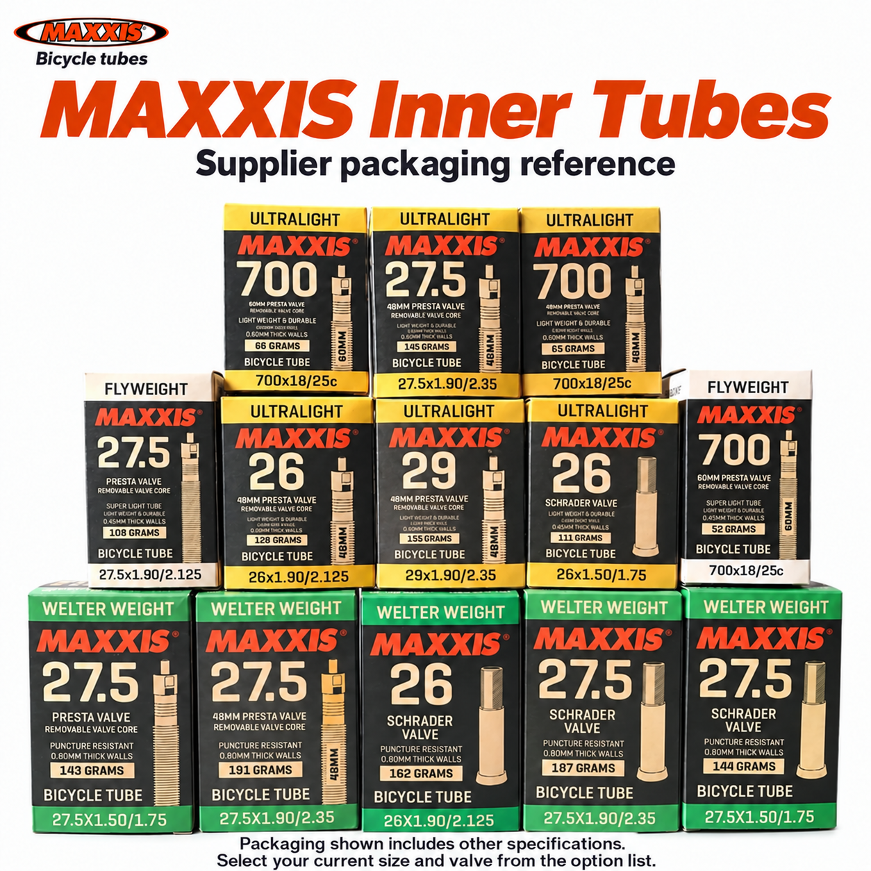 MAXXIS Bicycle Inner Tubes, 0.8mm, Schrader and Presta Options