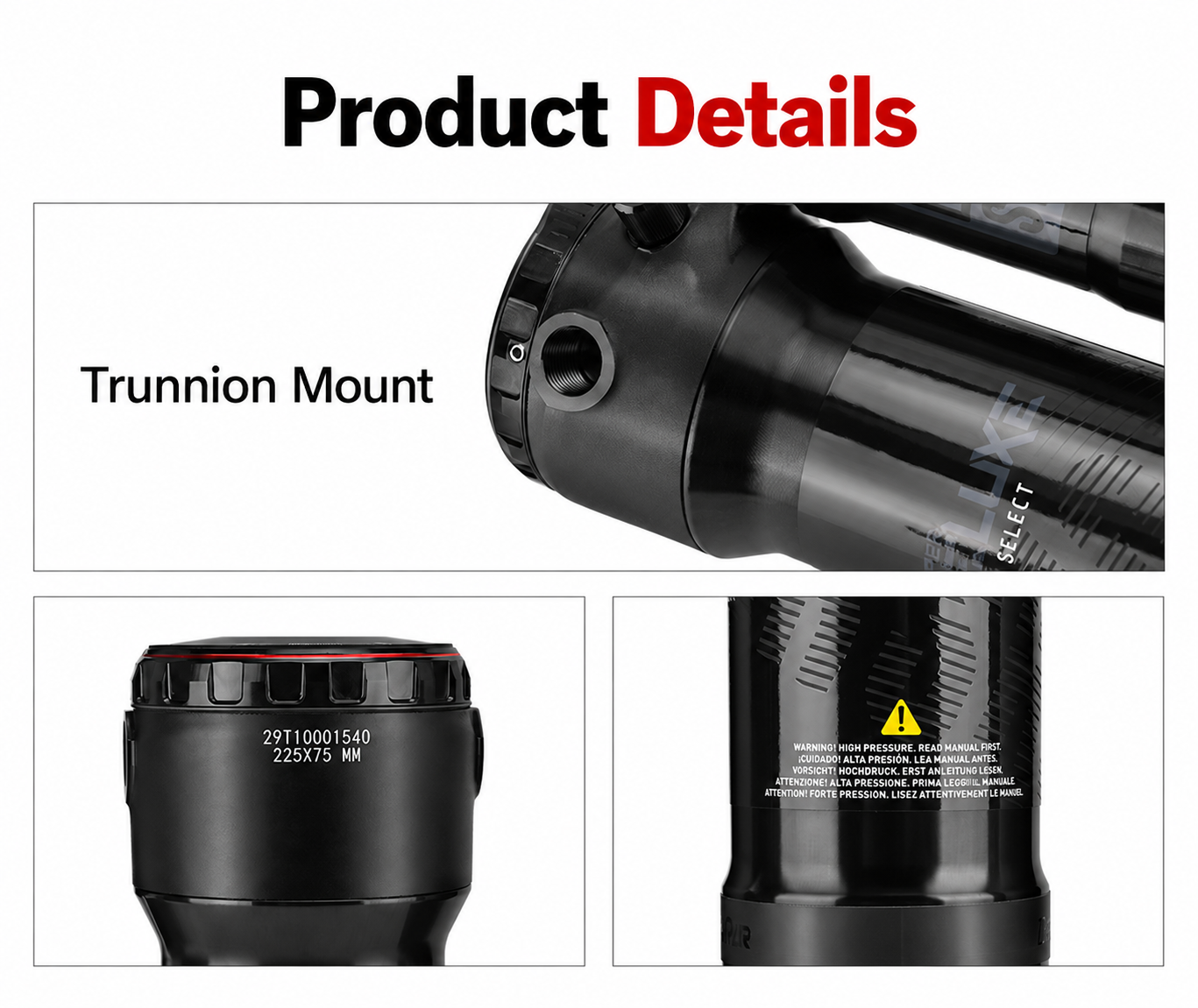 RockShox Super Deluxe Select Air Rear Shock, 225 x 75mm, Trunnion Mount