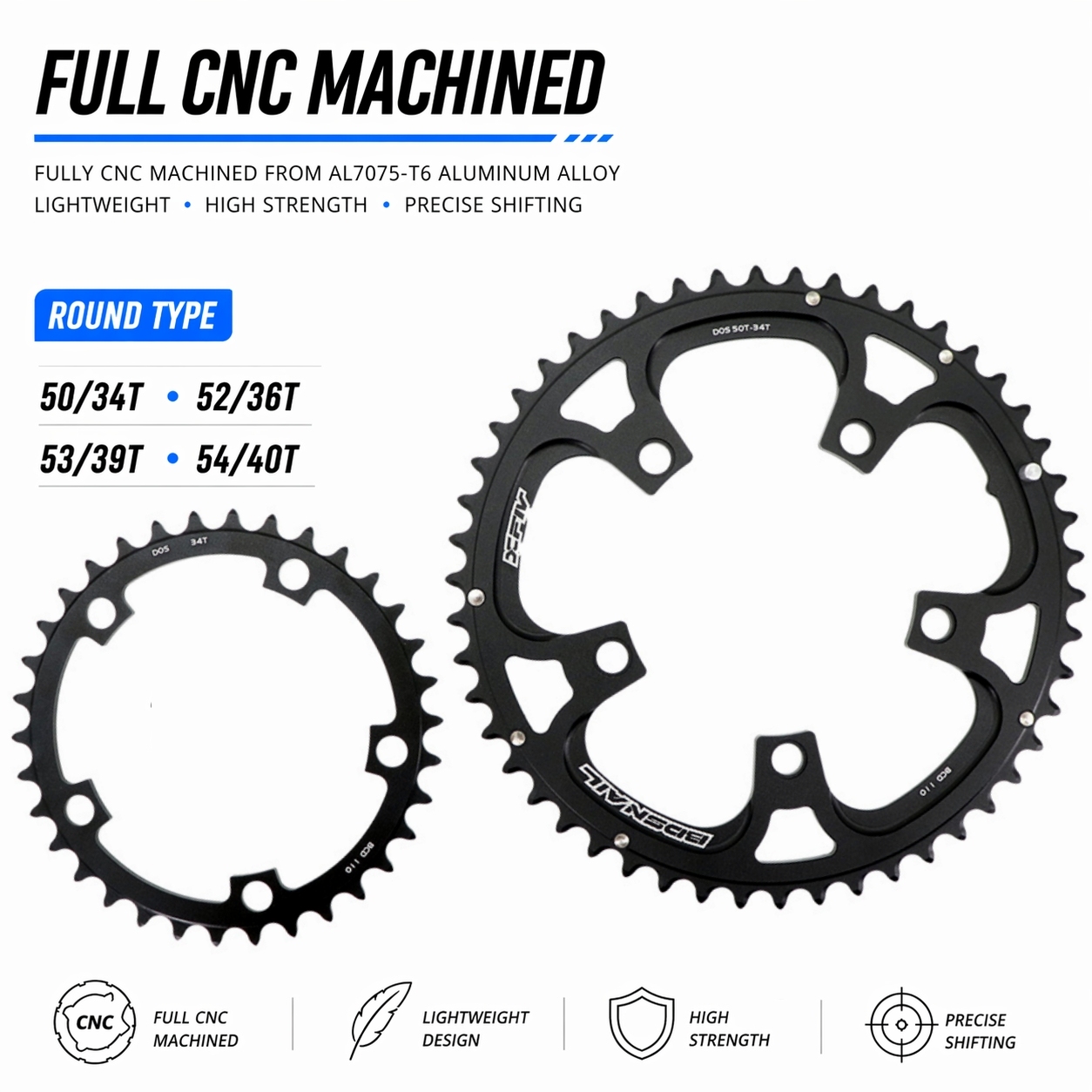 Snail 110BCD 2x Road Bike Double Chainring 50/34 52/36 53/39 54/40 Oval Round Chainring for Shimano for SRAM 8 9 10 11 12 Speed