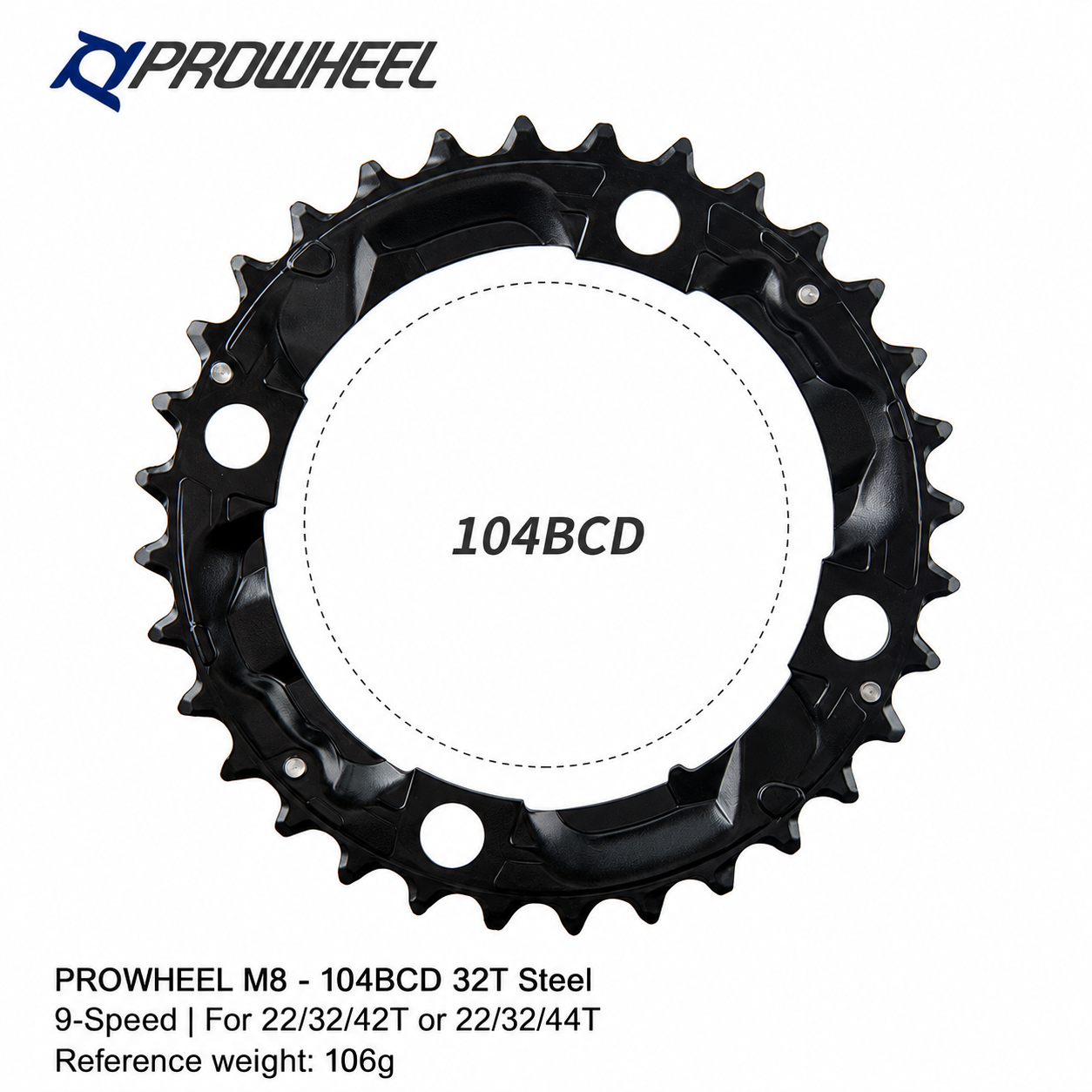 PROWHEEL Replacement Chainrings 64 96 104BCD 22-44T